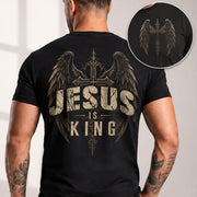 Jesus Is King T Shirt Christian Angel Wings Cross Religious Apparel Tee Top Unisex
