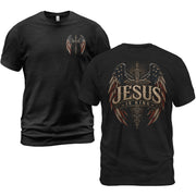 Jesus Is King T Shirt American Flag Cross Angel Wings Religious Apparel Tee Top Unisex