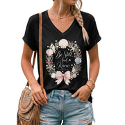 Be Still And Know Seashell Floral Wreath Psalm 46 10 Christian V Neck Shirt Women