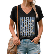 Be Still And Know Pearl Stripes Seashells Psalm 46 10 Christian V Neck Shirt Women