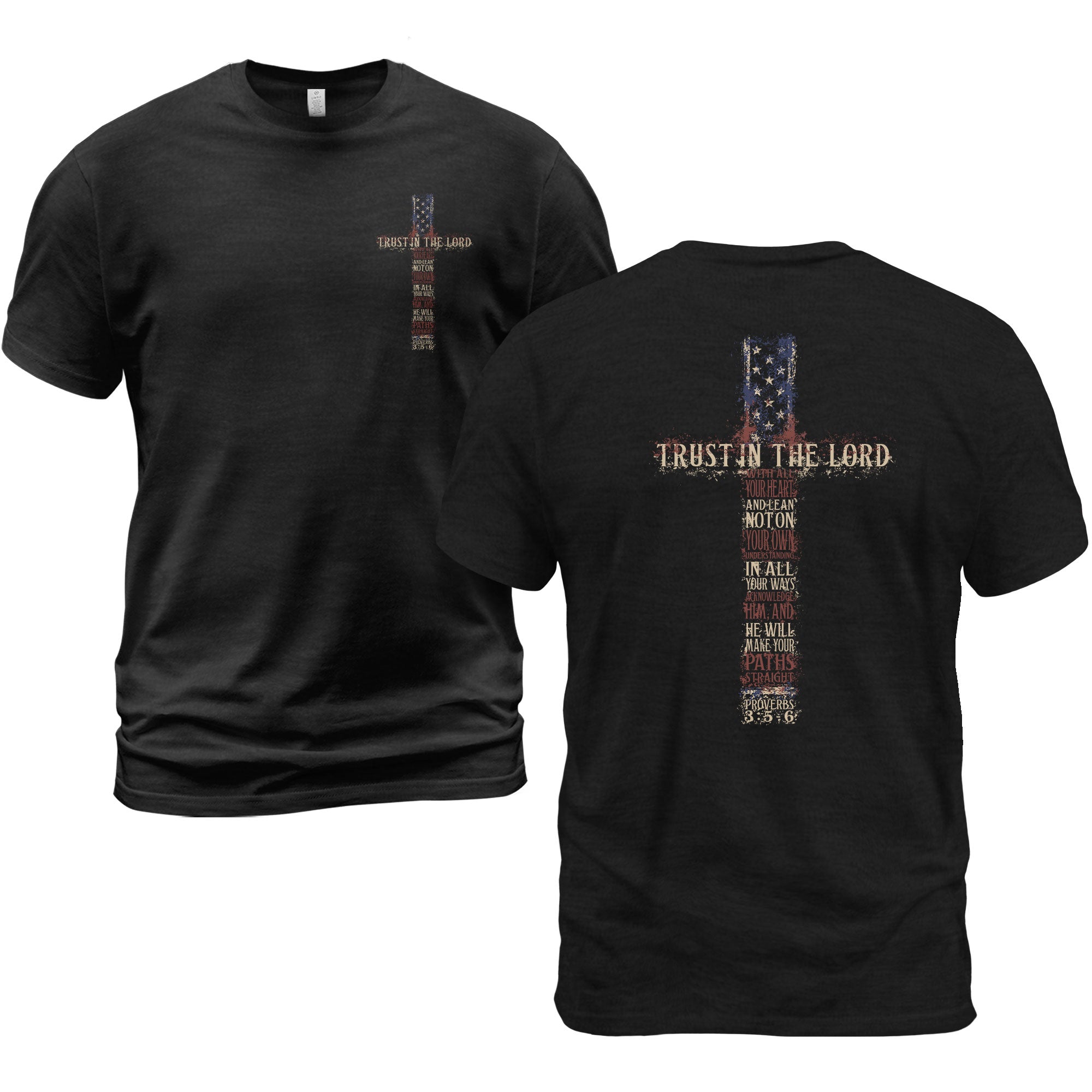 Trust In The Lord Shirt Patriotic US Flag Cross T-Shirt Christian Religious Graphic Tee