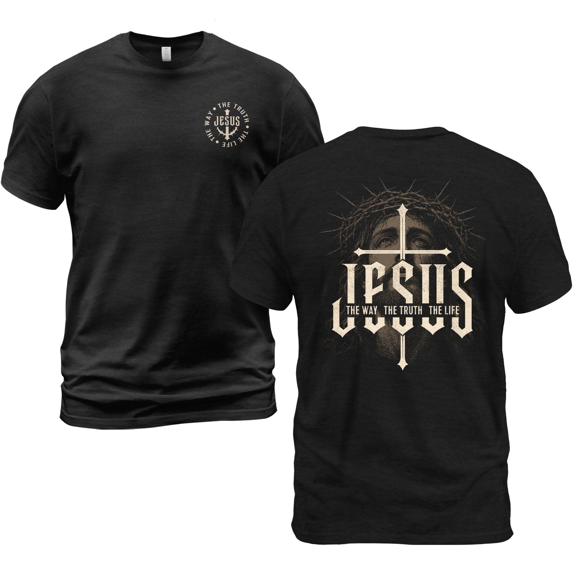 Jesus The Way The Truth The Life Shirt Crown Of Thorns Faith Christian Cross T-Shirt