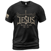 Jesus The Way The Truth The Life Shirt Patriotic Christian Cross Graphic Tee Faith