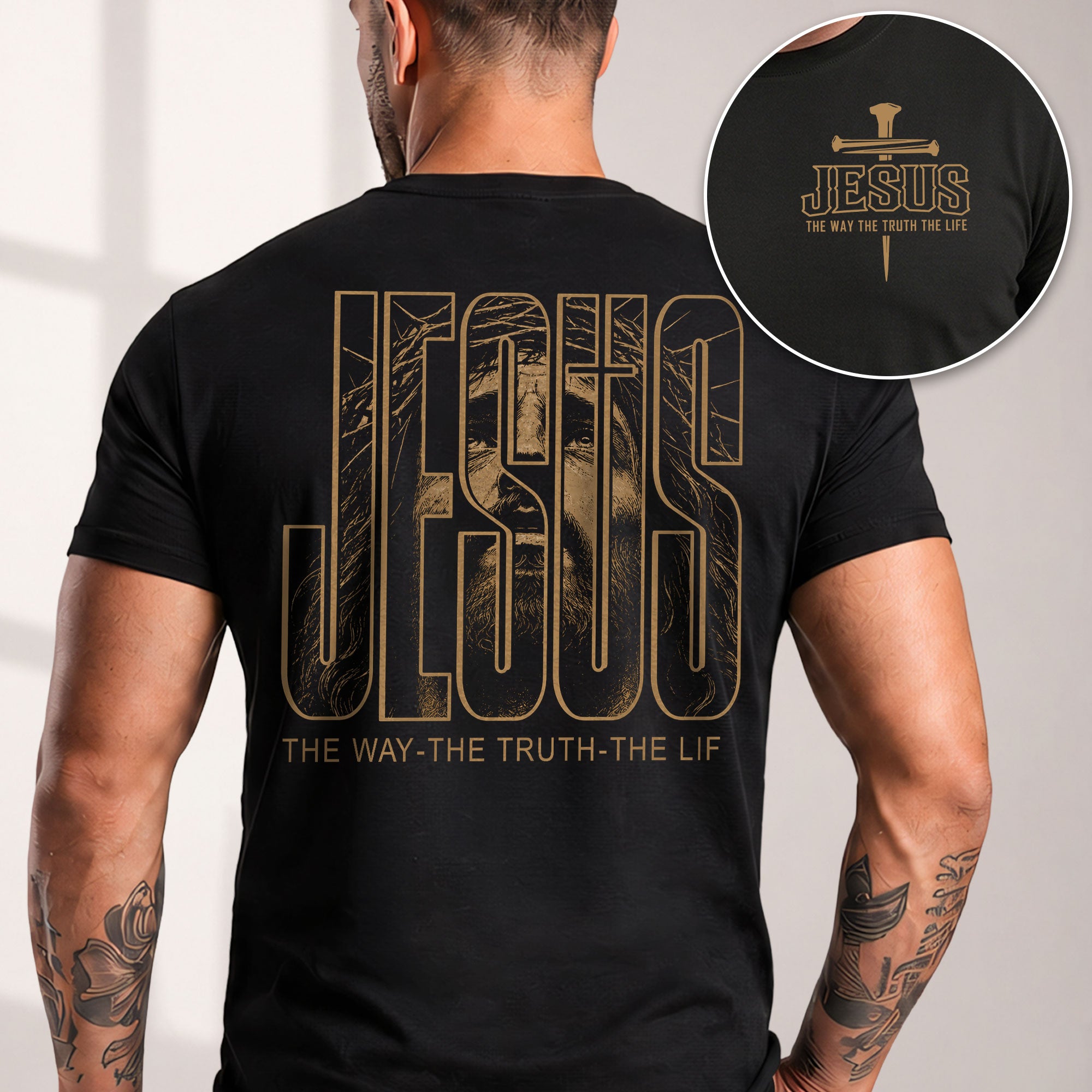 Jesus The Way The Truth The Life T Shirt Christian Portrait Crown Of Thorns Tee Top - Rust Field Wear