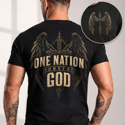 One Nation Under God T Shirt Christian Angel Wings Cross Religious Apparel Tee Top