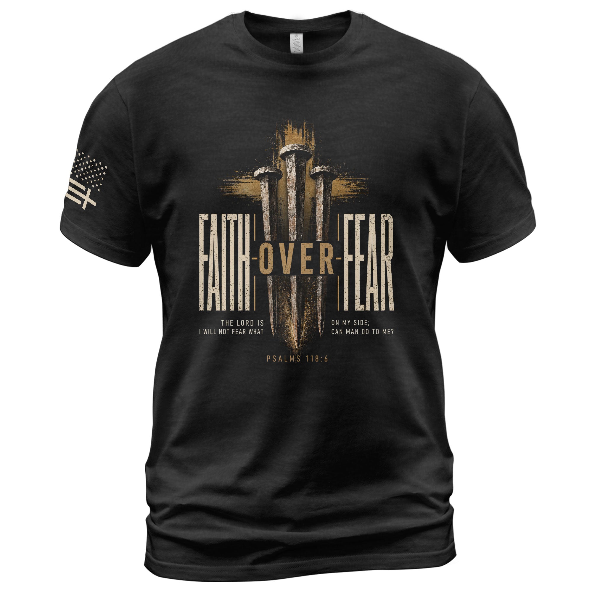 Faith Over Fear Shirt Christian Cross Psalms 118 6 Bible Verse Graphic Tee Vintage