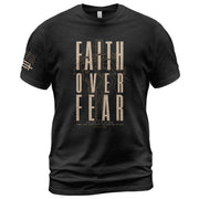 Faith Over Fear Shirt Christian Cross Crown Of Thorns Psalms 118 Patriotic US Flag Tee