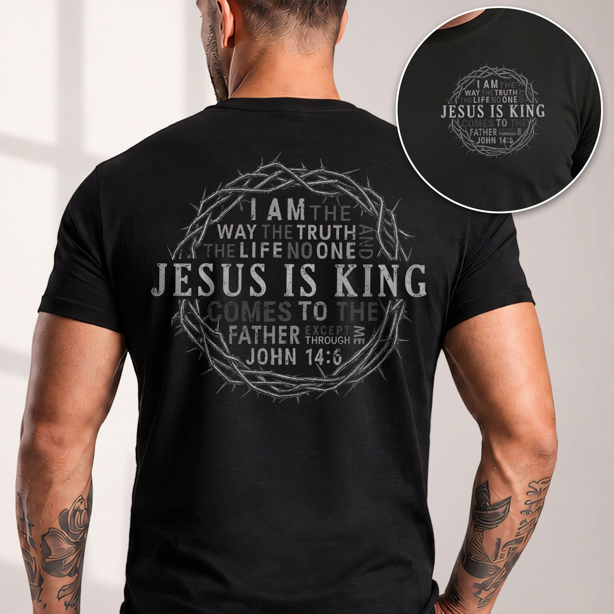 Jesus Is King T Shirt Christian John 14 6 Bible Verse Ring Of Thorns Religious Tee - Rust Field Wear