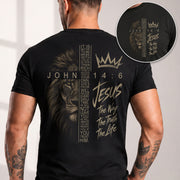 Jesus Shirt Lion Of Judah Cross Crown John 14 6 Way Truth Life Christian Graphic Tee - Rust Field Wear