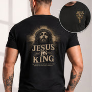 Jesus Is King Shirt Christian Men Shirt Portrait Cross Graphic Tee John 14 6 Bible Verse
