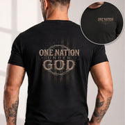 One Nation Under God Shirt Patriotic Christian Men Shirt Crown Of Thorns American Flag Tee