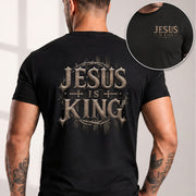 Jesus Is King Shirt Christian Men Shirt Vintage Crown Of Thorns Cross Faith Graphic Tee