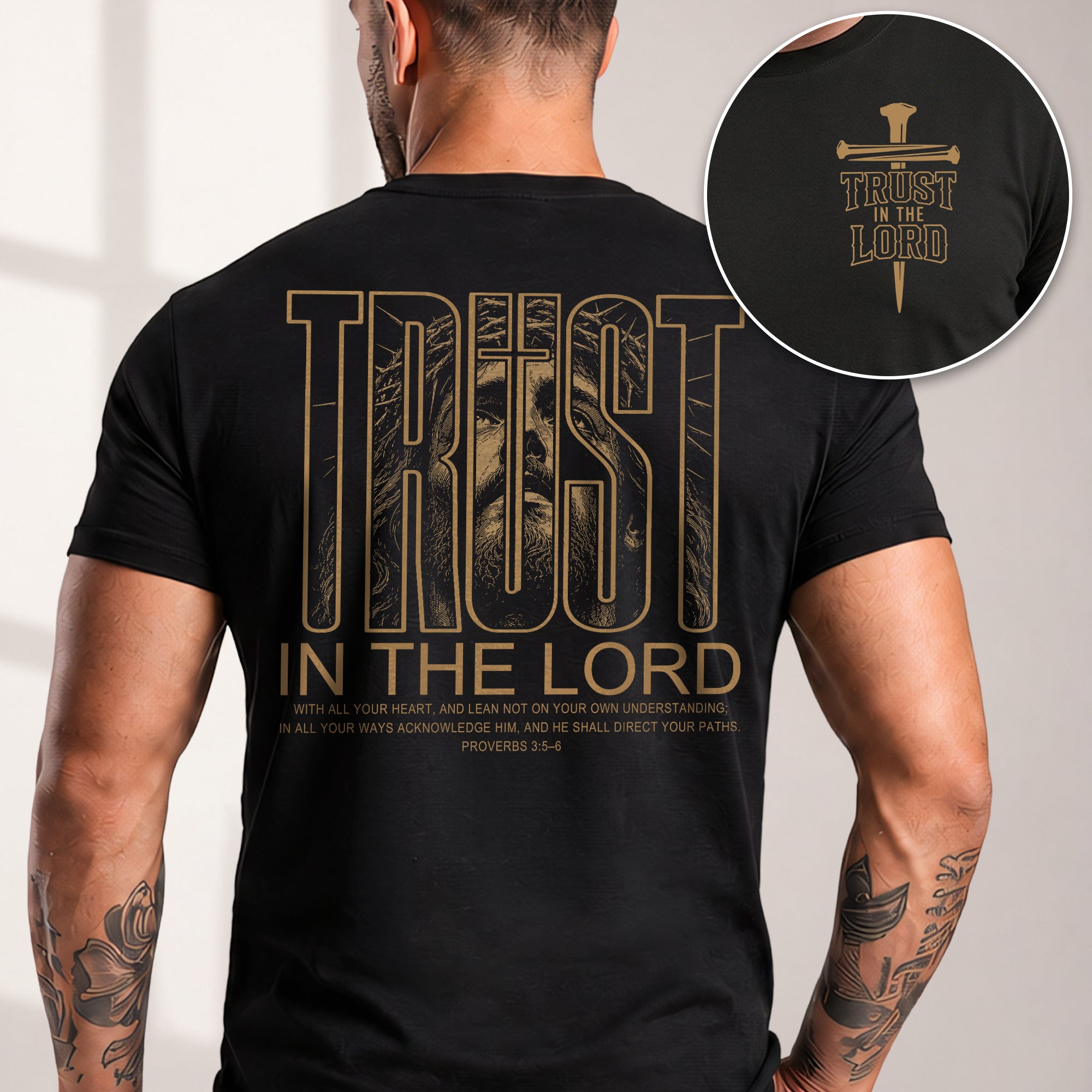 Jesus Is King John 14 6 Portrait Graphic Christian Tee Shirt Apparel Men Clothing - Rust Field Wear