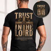 Trust In The Lord T Shirt Christian Lion Cross Proverbs 3 5 6 Religious Faith Tee - Rust Field Wear