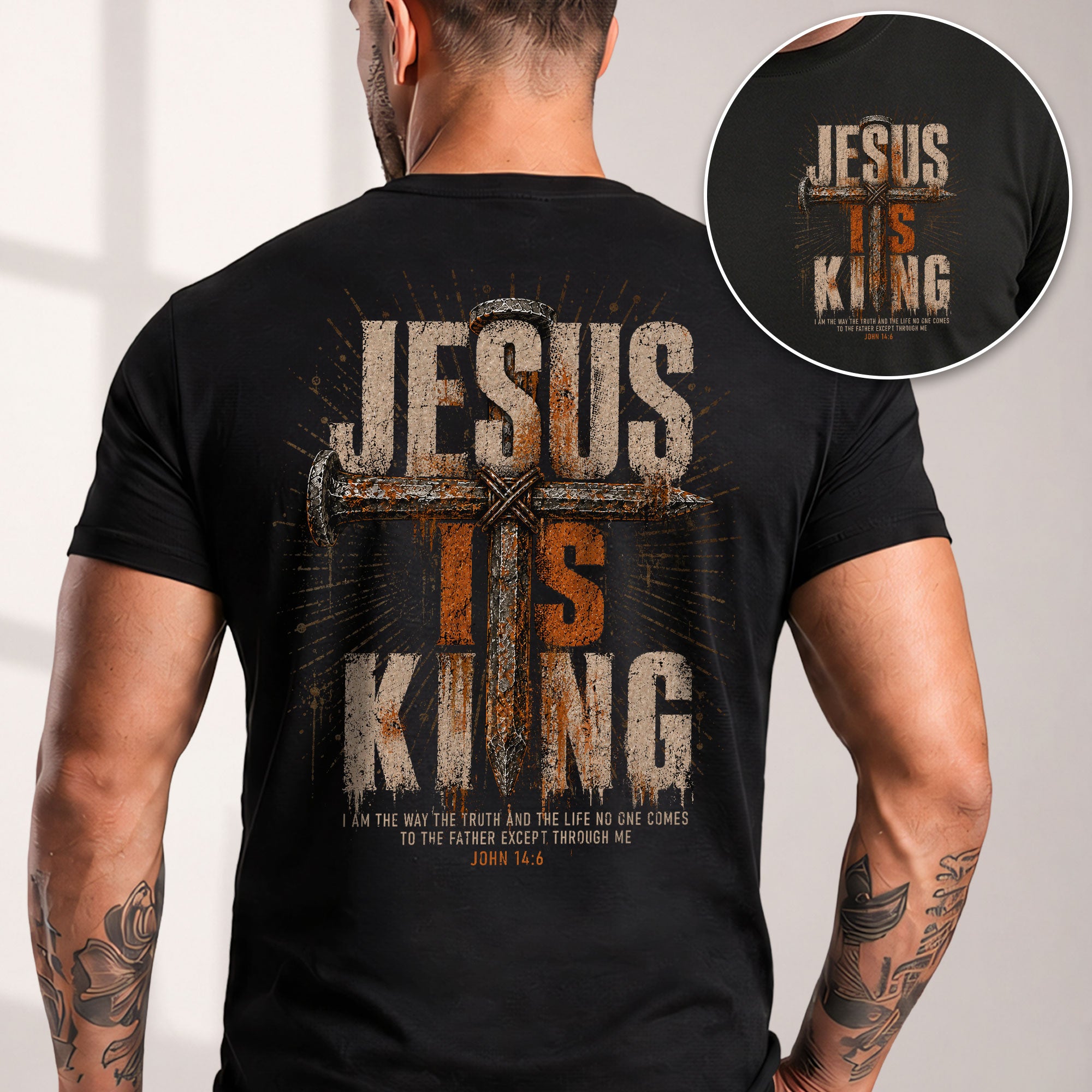 Jesus Is King T Shirt Christian Lion Cross John 14 6 Bible Verse Religious Faith Tee Apparel - Rust Field Wear