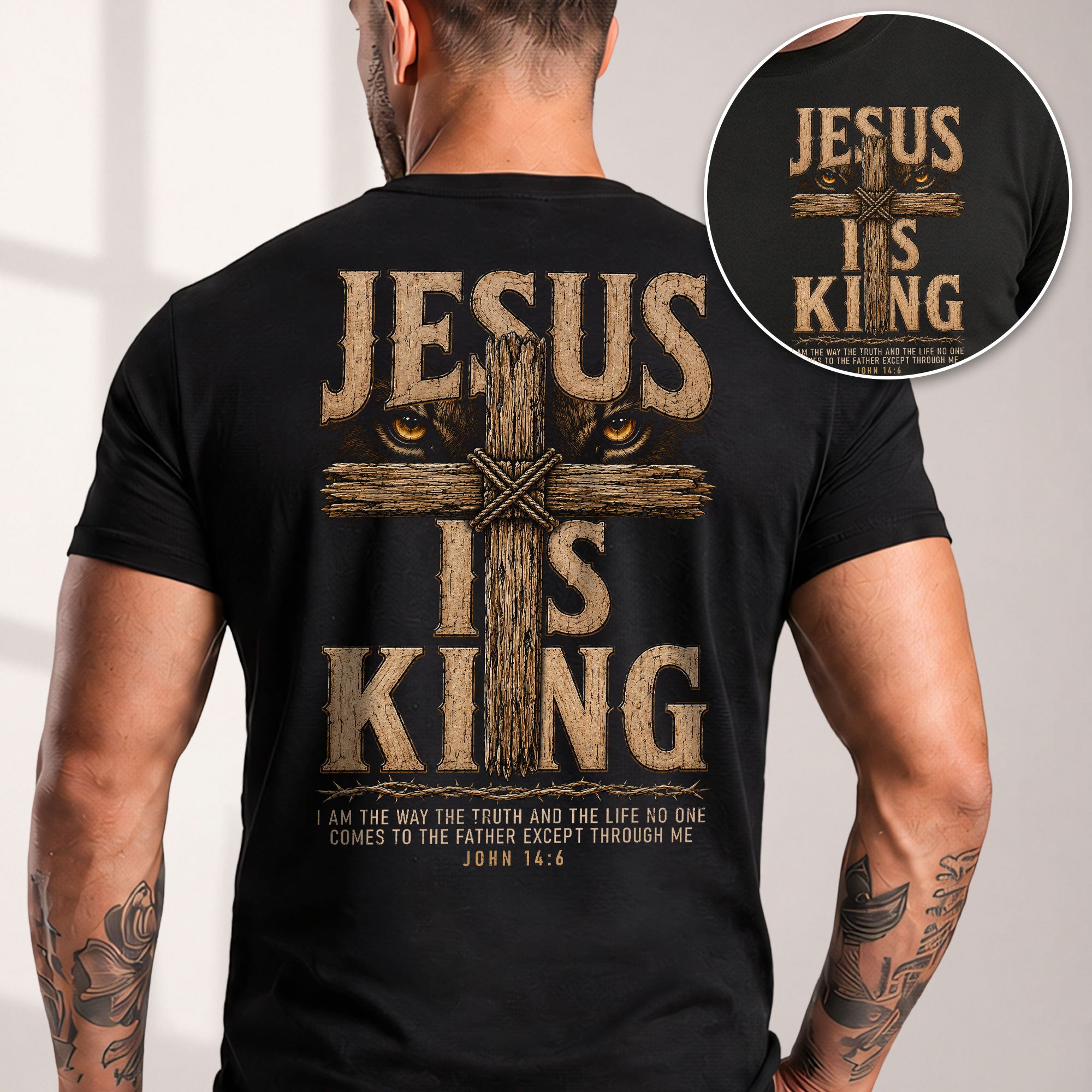 Jesus Is King T Shirt Christian Cross John 14 6 Bible Verse Religious Graphic Tee Apparel - Rust Field Wear