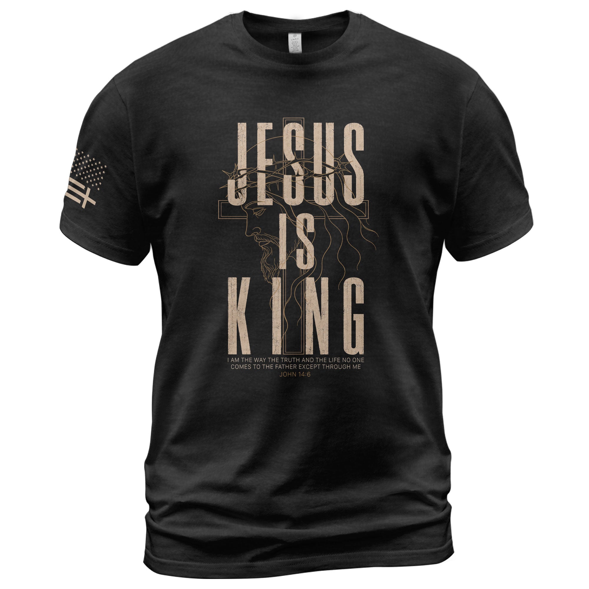Jesus Is King T Shirt Christian Cross Crown Of Thorns John 14 6 Religious Faith Tee