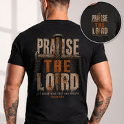 Praise The Lord Shirt Rustic Cross Christian Faith Quote Psalm 150 6 Men Graphic Tee - Rust Field Wear