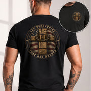 Let Everything That Has Breath Praise The Lord American Flag Cross Graphic Tee Men