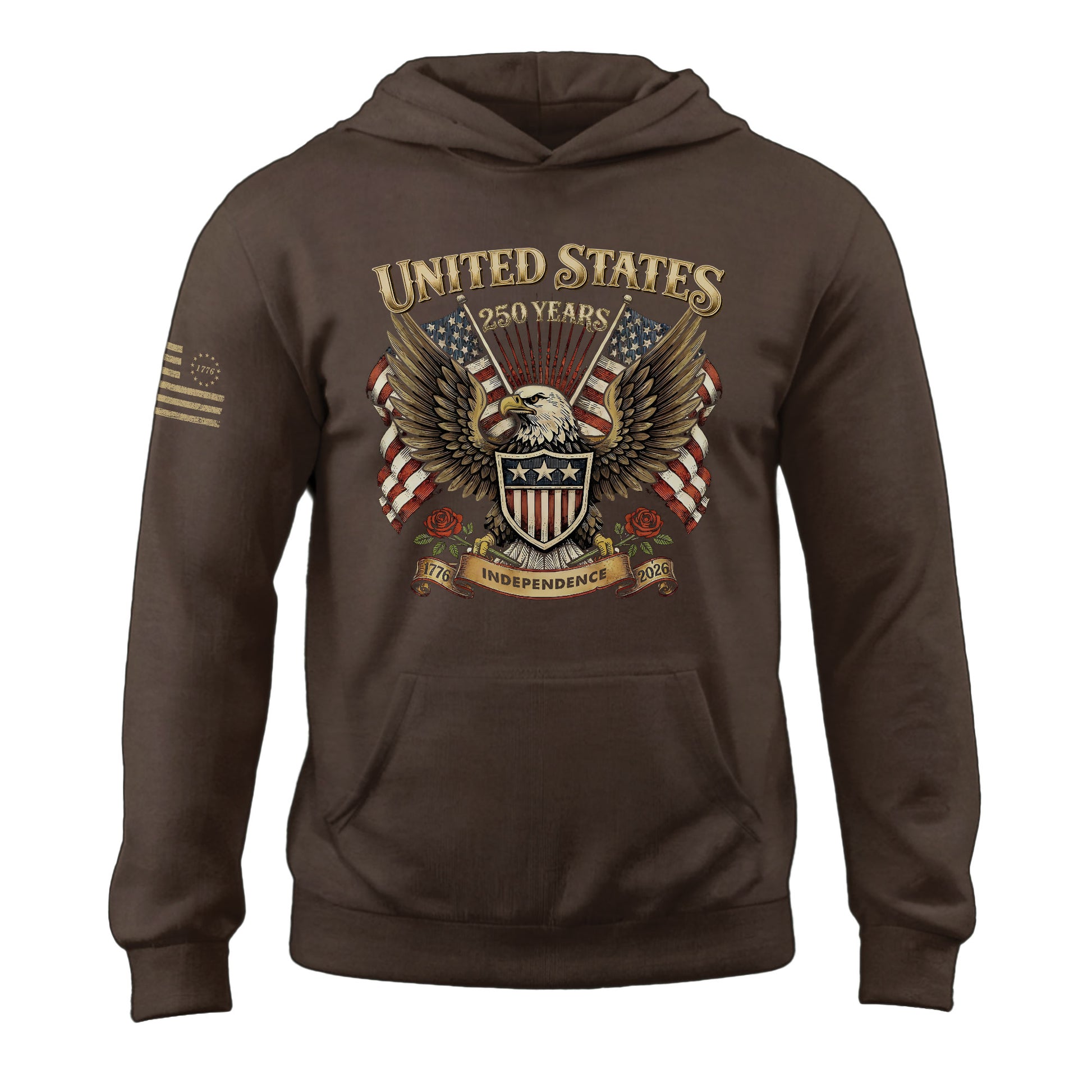 USA 250th Anniversary Hoodie 1776–2026 Historic Voyage Freedom Heritage - Rust Field Wear