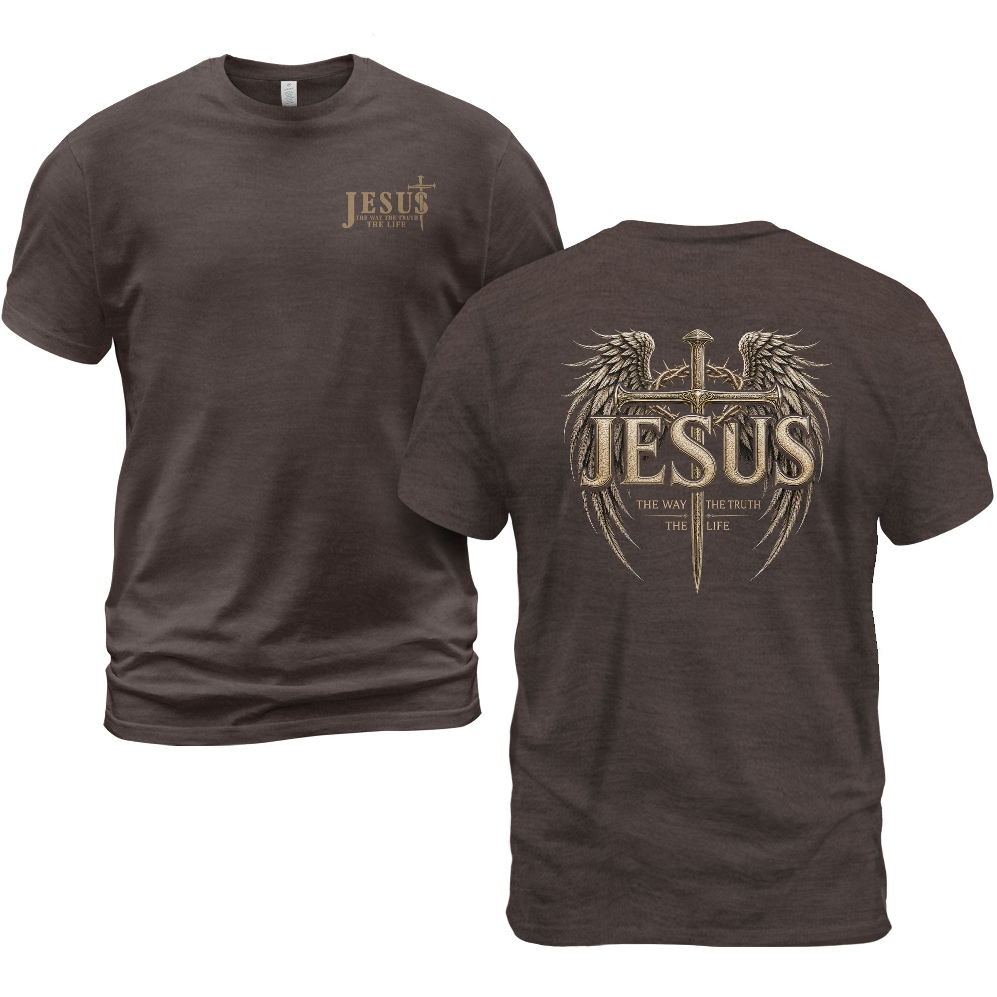 Jesus The Way The Truth The Life Shirt Christian Cross Faith Wings Graphic T-Shirt