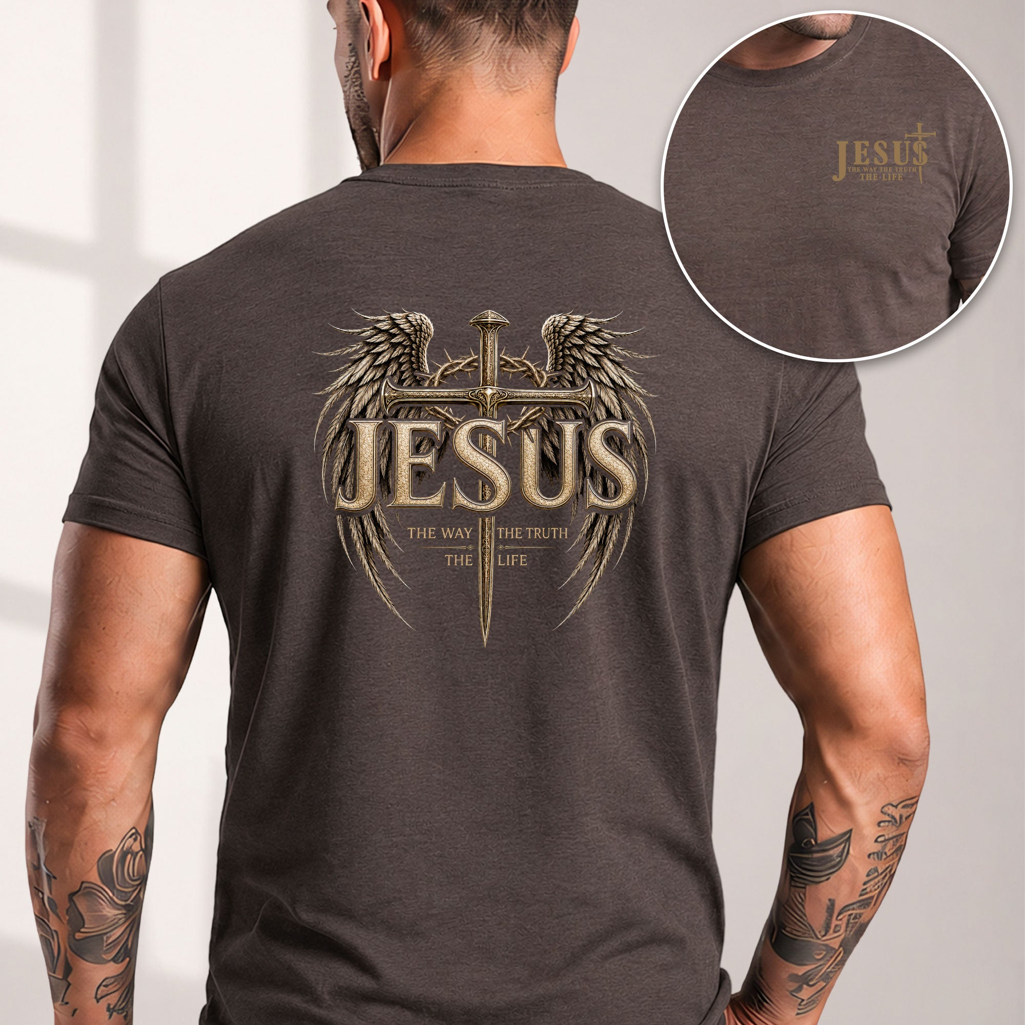 Jesus The Way The Truth The Life Shirt Christian Cross Faith Wings Graphic T-Shirt