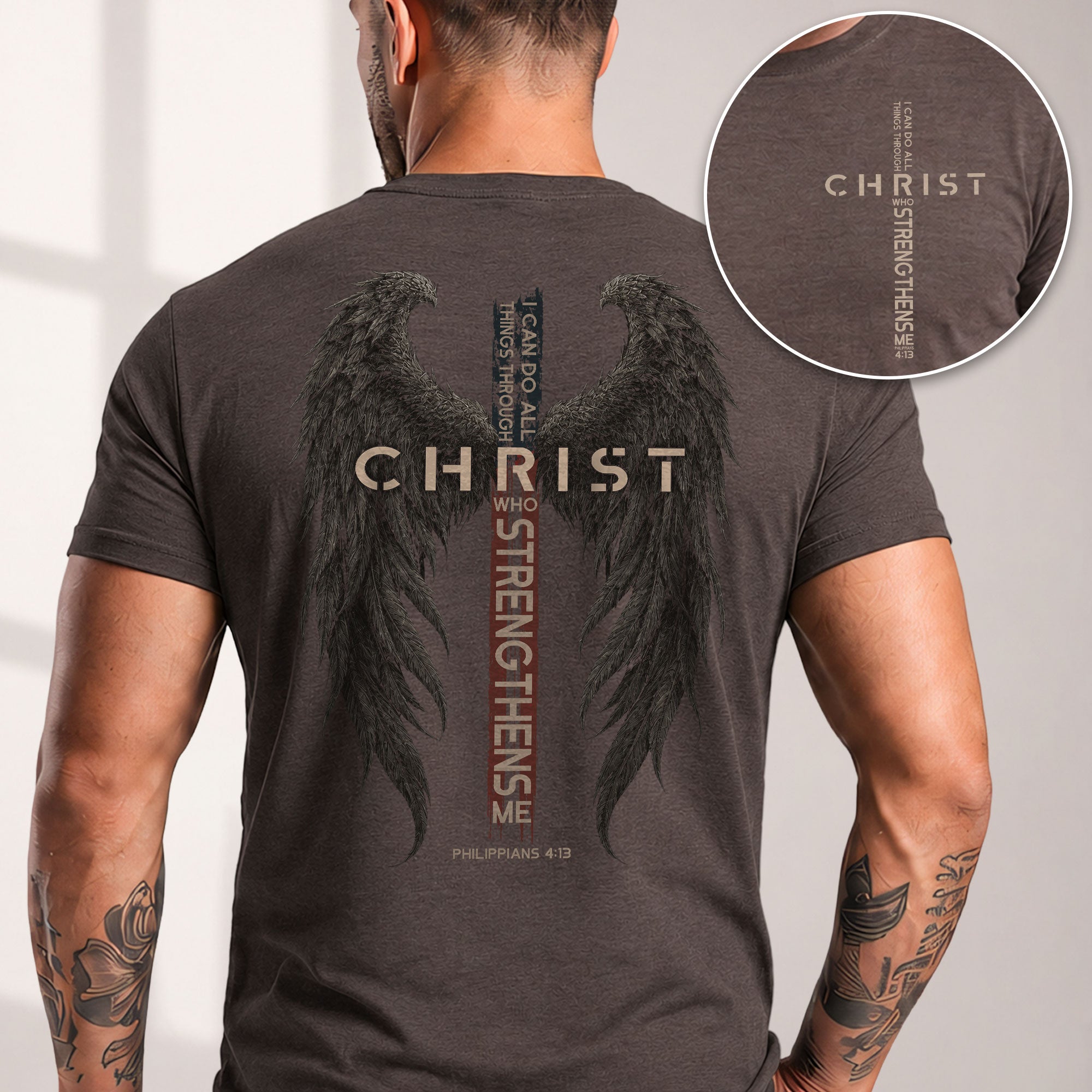 I Can Do All Things Through Christ Shirt Cross Wings Philippians 4 13 Graphic Tee