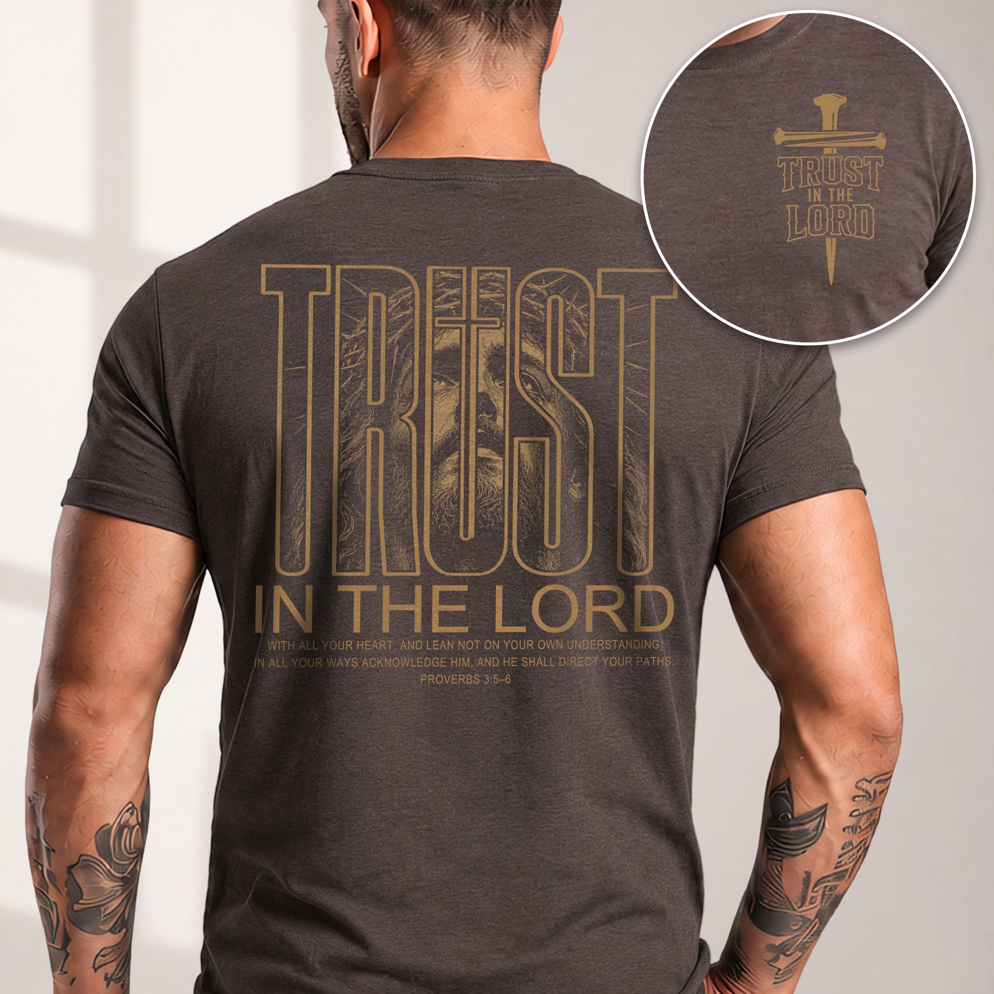 Jesus Is King John 14 6 Portrait Graphic Christian Tee Shirt Apparel Men Clothing - Rust Field Wear