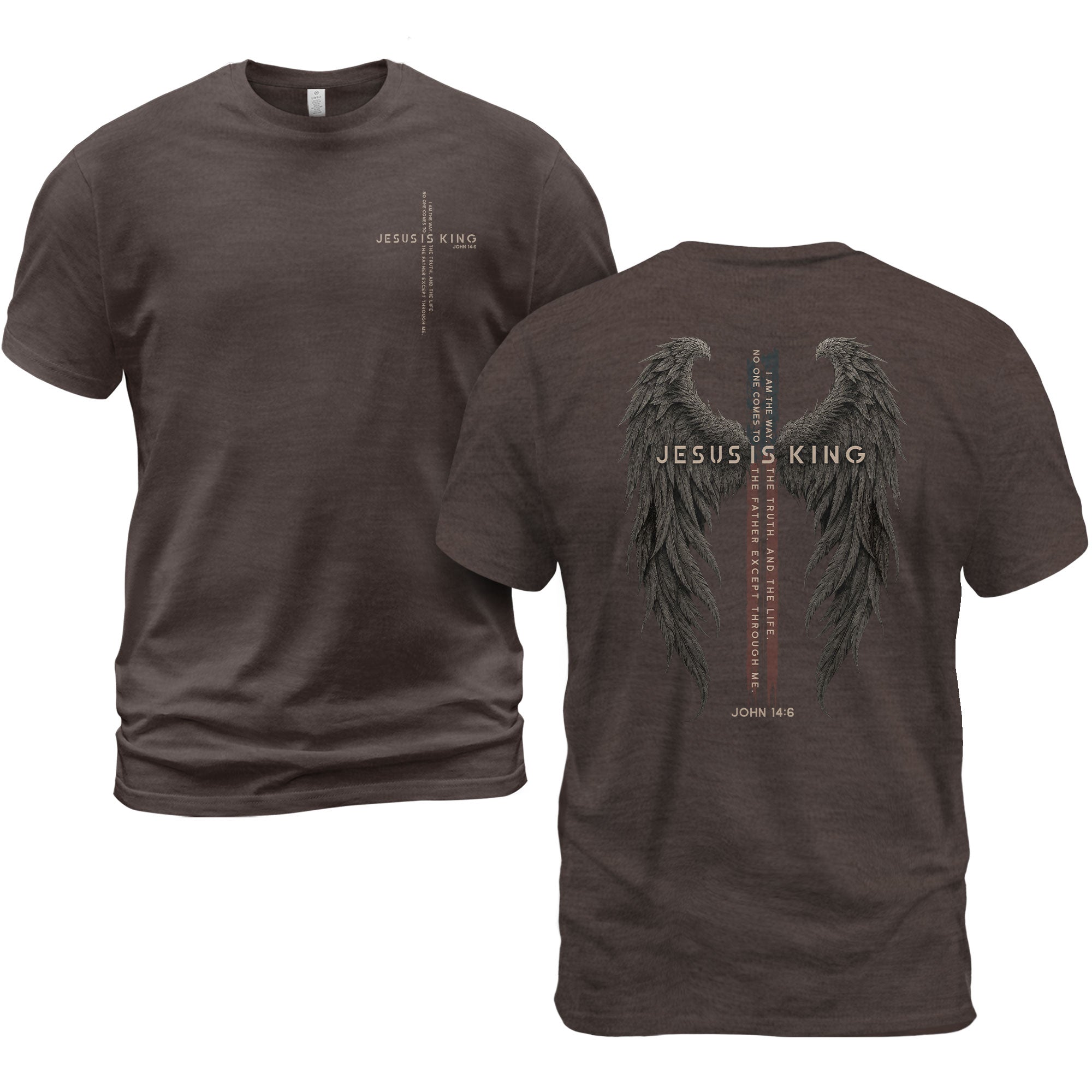 Jesus Is King T Shirt Christian Angel Wings Cross John 14 6 Religious Tee Apparel