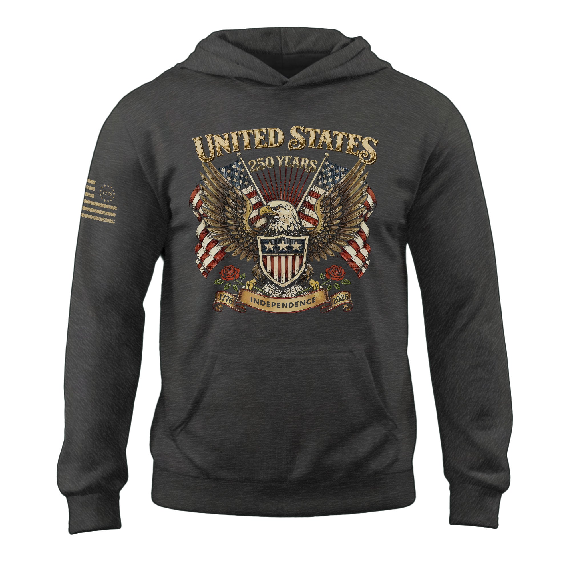 USA 250th Anniversary Hoodie 1776–2026 Historic Voyage Freedom Heritage - Rust Field Wear