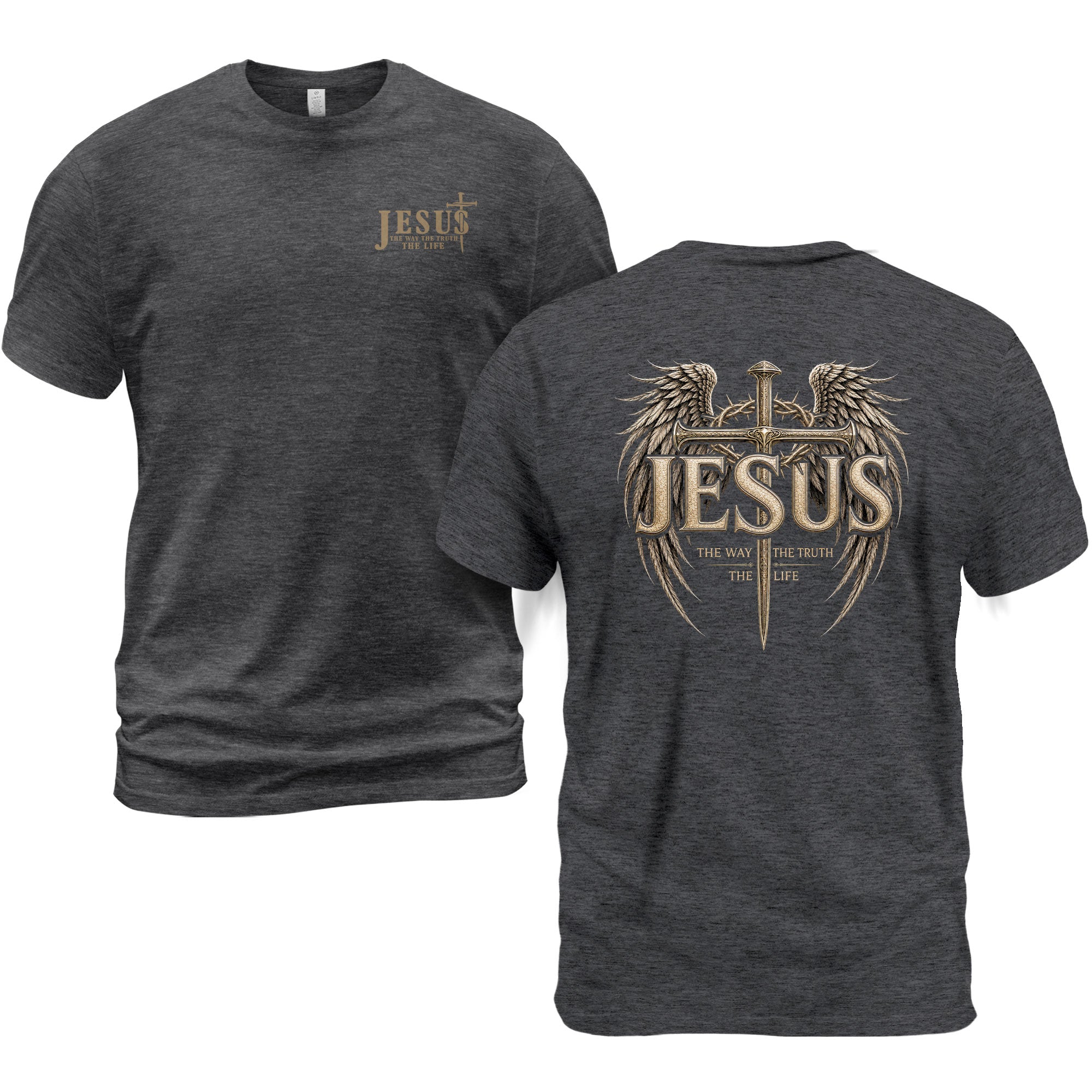 Jesus The Way The Truth The Life Shirt Christian Cross Faith Wings Graphic T-Shirt