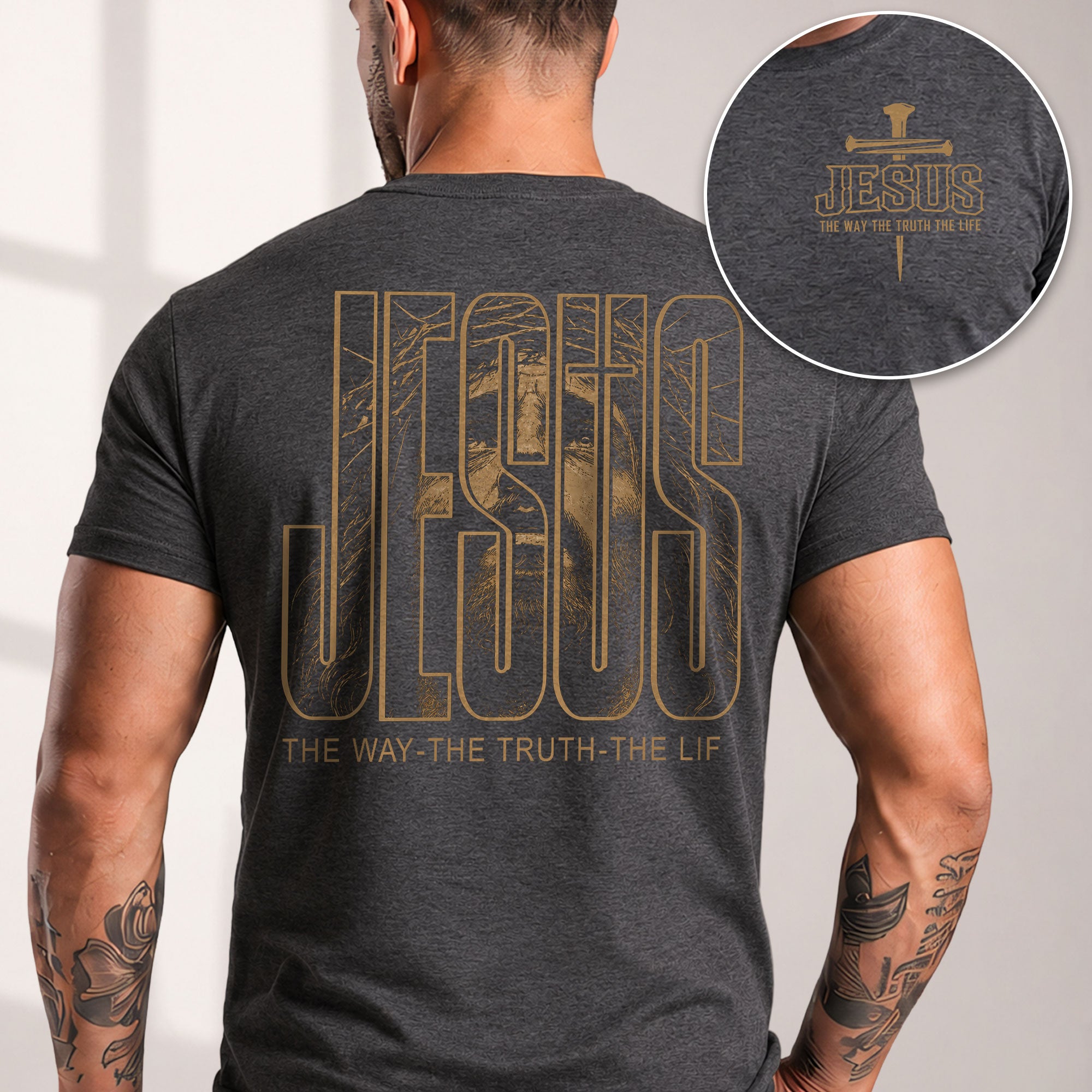 Jesus The Way The Truth The Life T Shirt Christian Portrait Crown Of Thorns Tee Top - Rust Field Wear