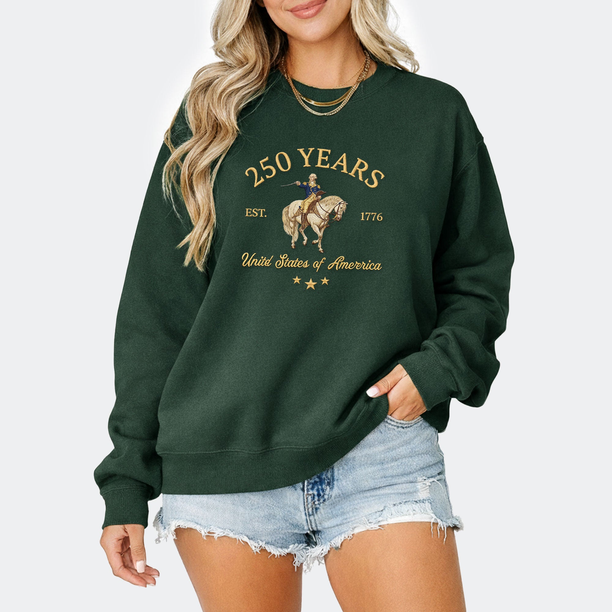 Vintage USA 250th Anniversary 250 Years Embroidered Sweatshirt 1776-2026 Patriotic