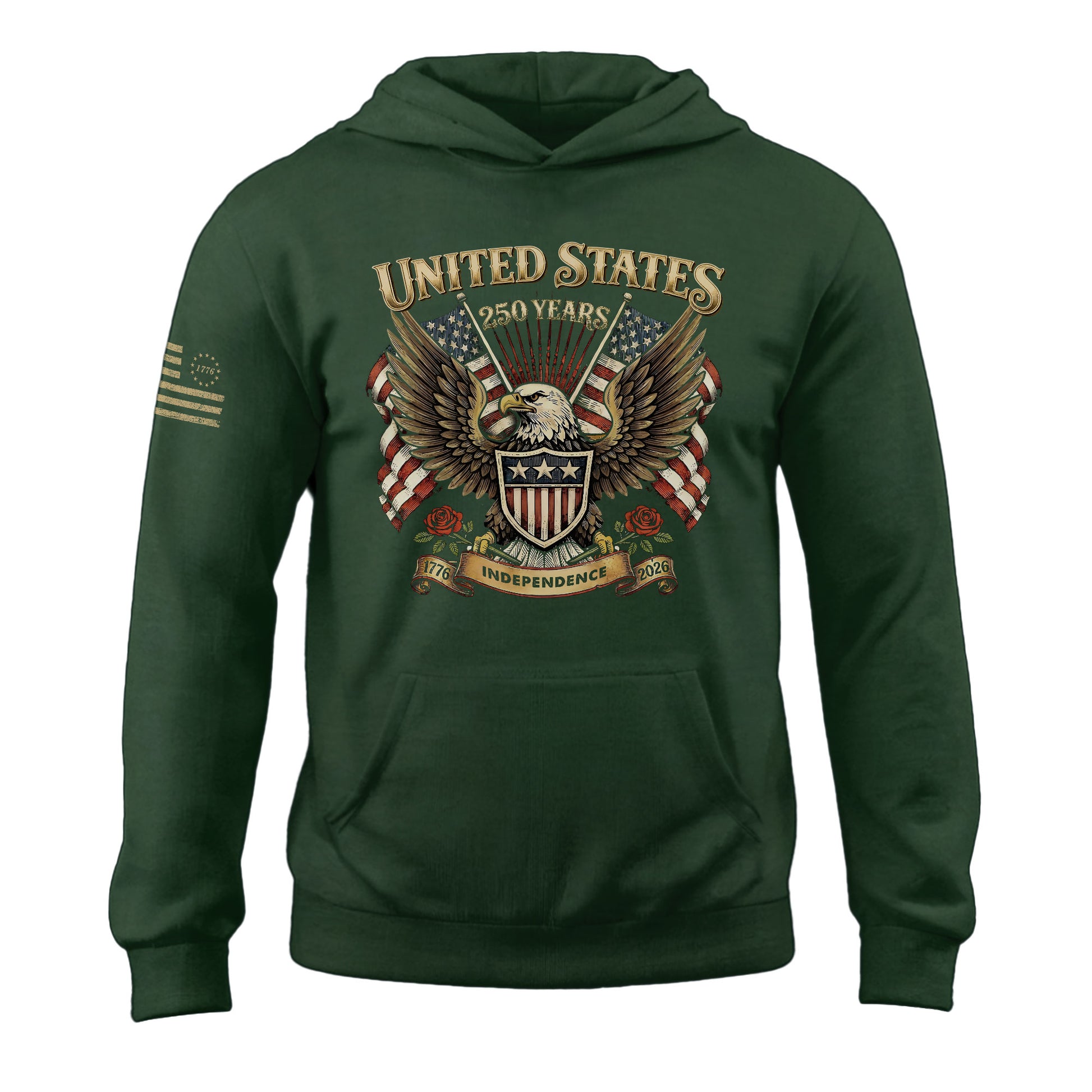 USA 250th Anniversary Hoodie 1776–2026 Historic Voyage Freedom Heritage - Rust Field Wear