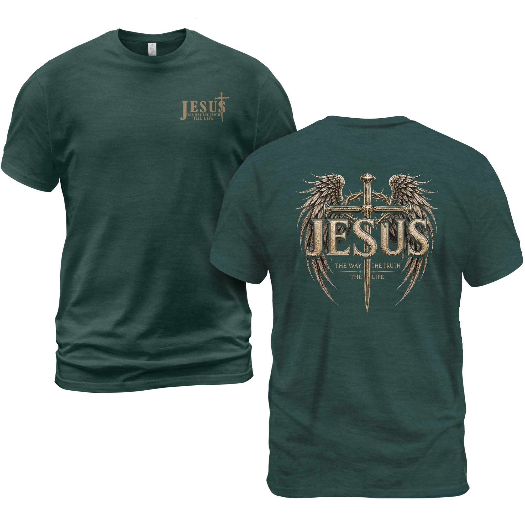 Jesus The Way The Truth The Life Shirt Christian Cross Faith Wings Graphic T-Shirt