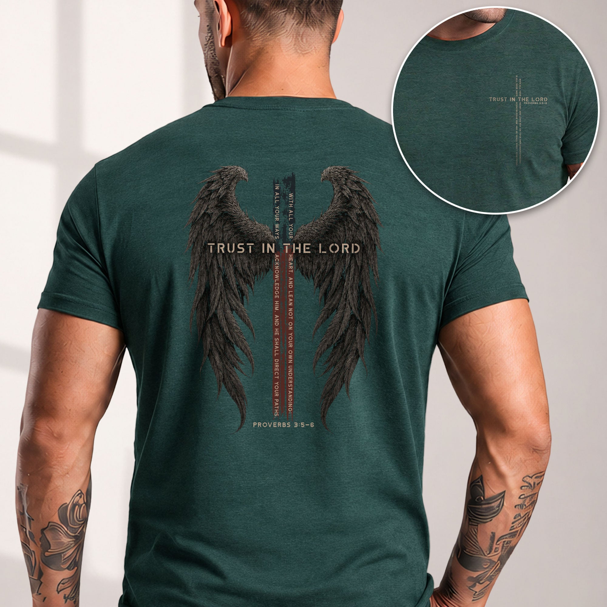 Trust In The Lord Shirt Christian Cross Wings Proverbs 3 5 6 Bible Verse Graphic Tee
