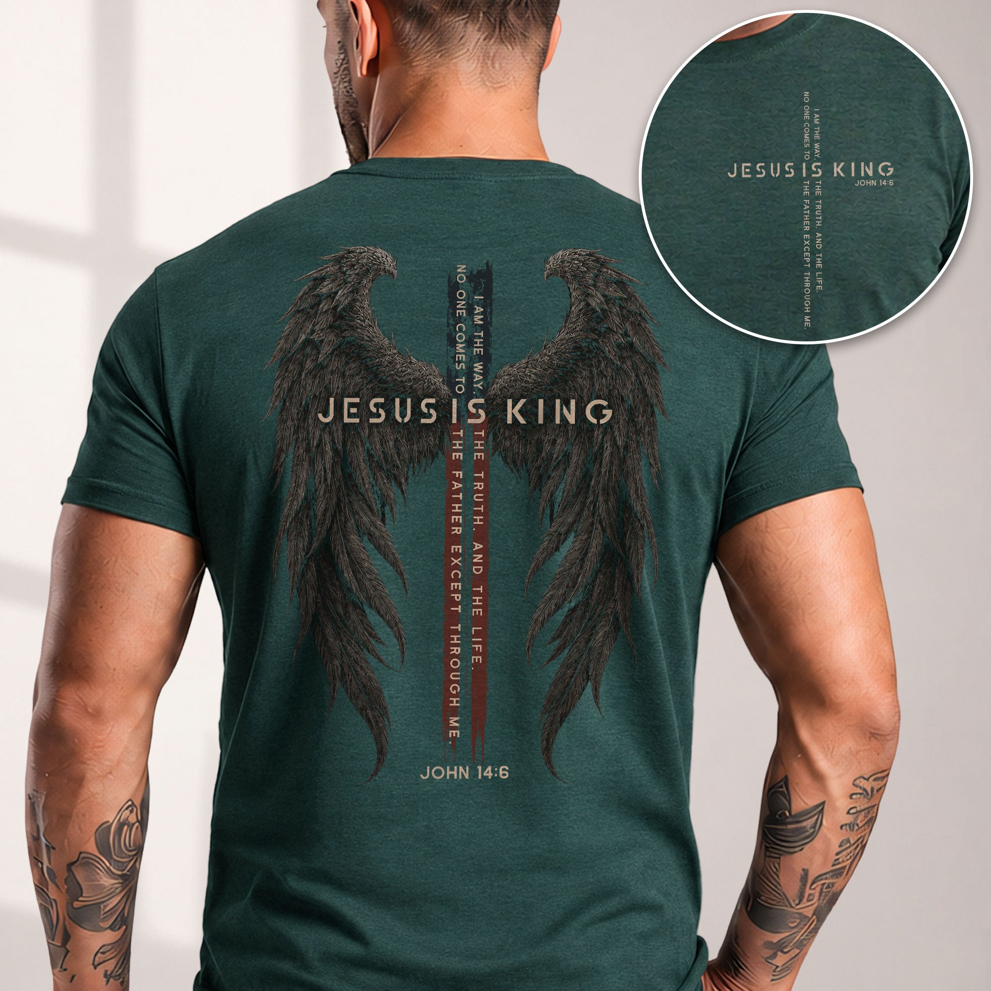 Jesus Is King T Shirt Christian Angel Wings Cross John 14 6 Religious Tee Apparel