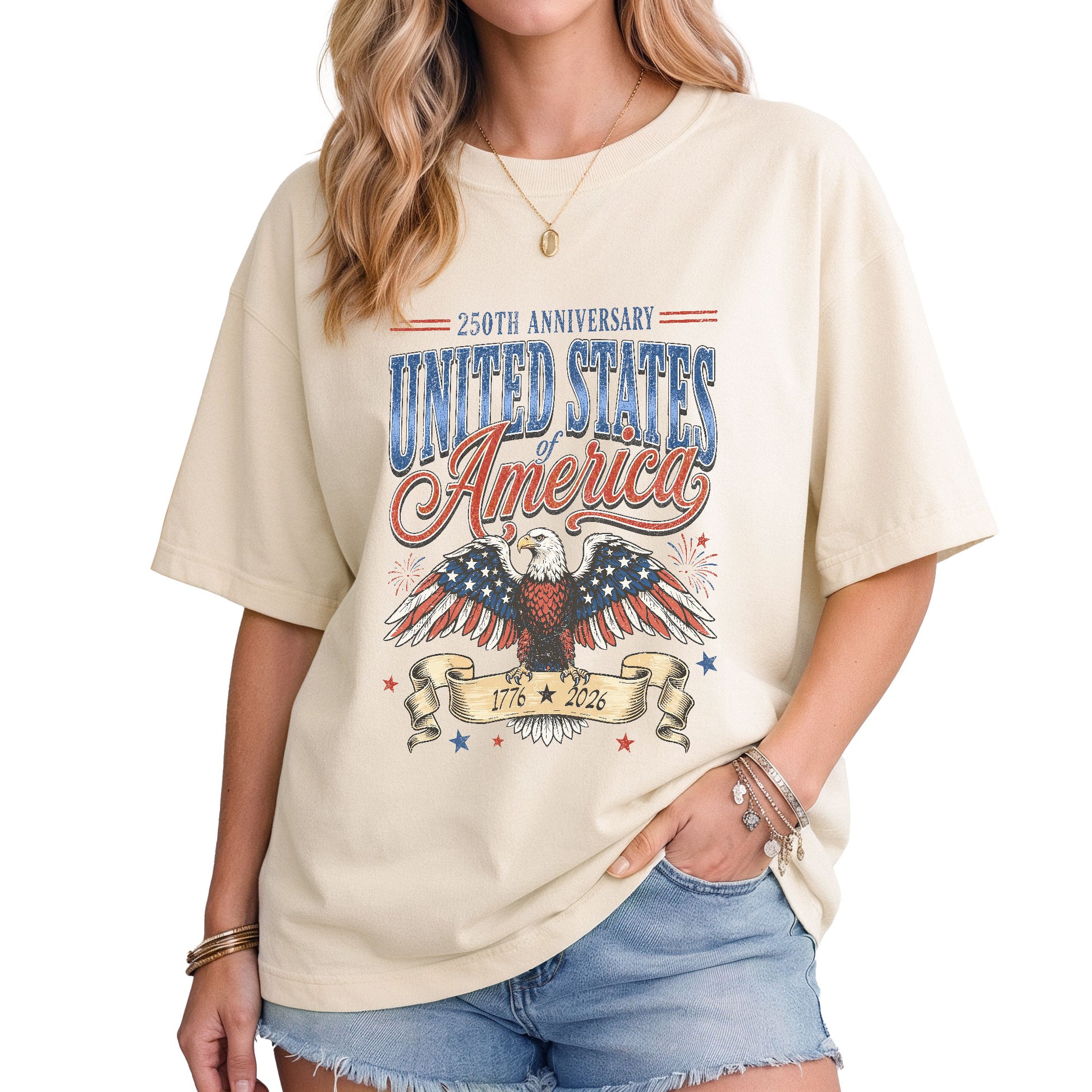 United States of America Shirt Vintage 1776 2026 Eagle 250th Anniversary Comfort Tee - Rust Field Wear