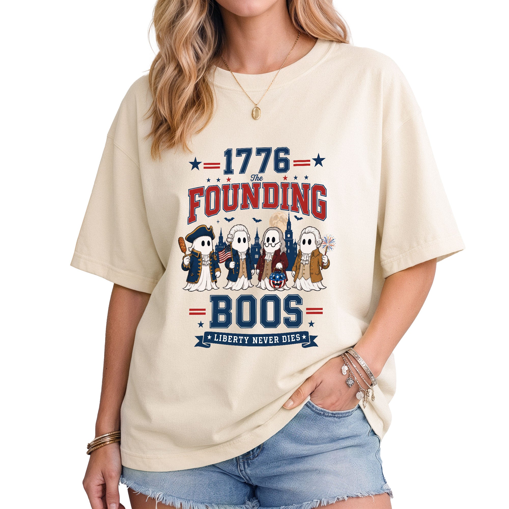 Founding Fathers Ghost Halloween Shirt 1776 The Founding Boos Patriotic Graphic Tee