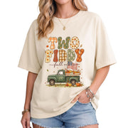 Two Fiddy Fall Vibes Shirt Vintage Pumpkin Truck US Flag Autumn Graphic Tee