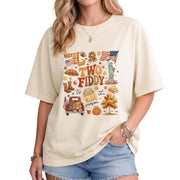 Two Fiddy Tis The Season Shirt Fall Doodle Pumpkin Statue of Liberty US Flag Tee