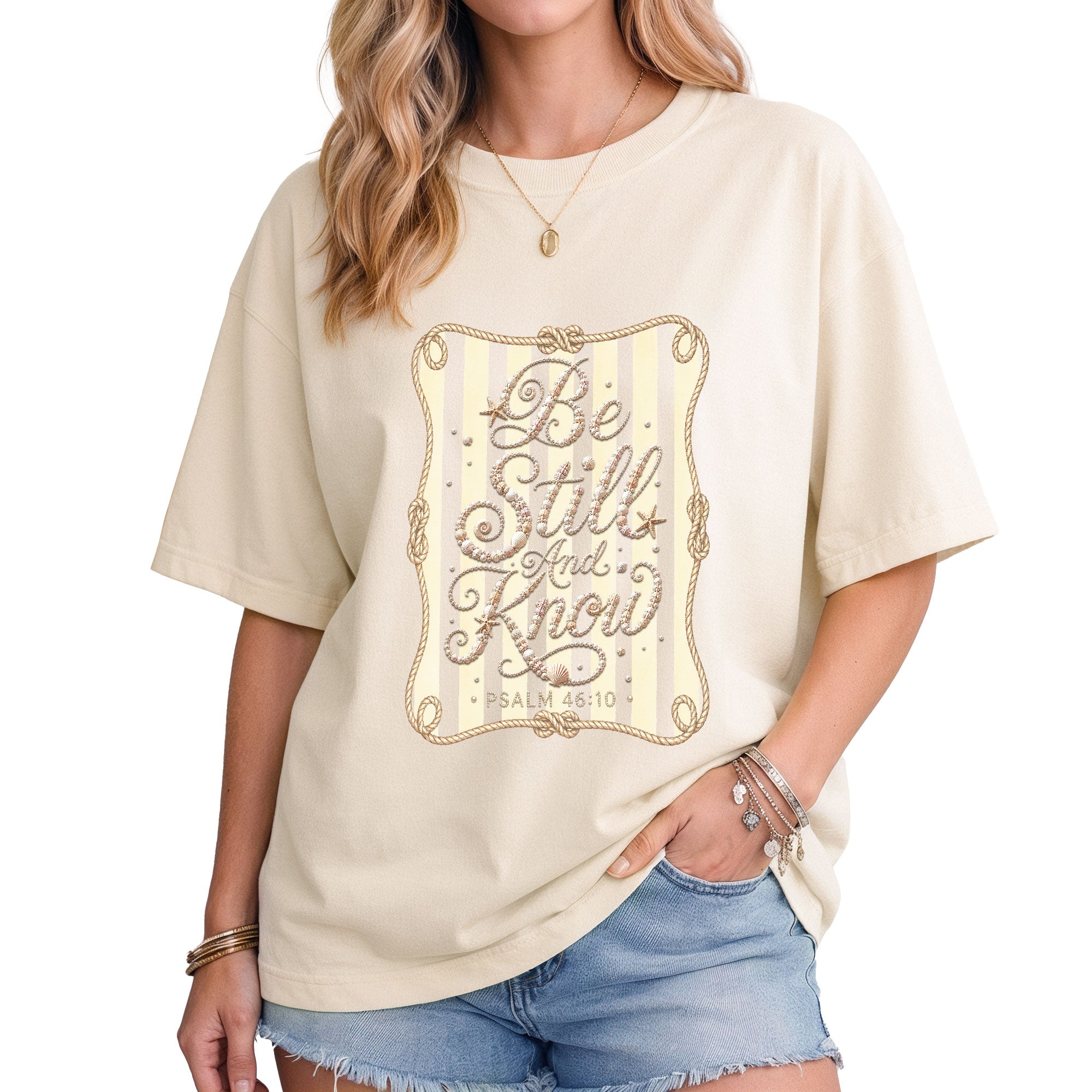 Be Still And Know Shirt Nautical Rope Coastal Beach Christian Psalm 46 10 Graphic Tee