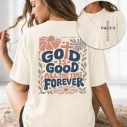God Is Good Shirt Women Floral Christian T-Shirt Faith Psalms Bible Verse Tee Comfort