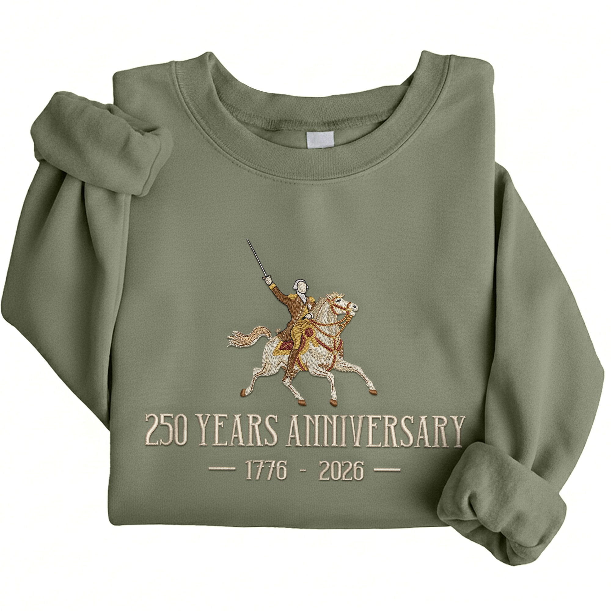 USA 250th Anniversary 250 Years Embroidered Sweatshirt 1776-2026 Patriotic Horseman Heritage