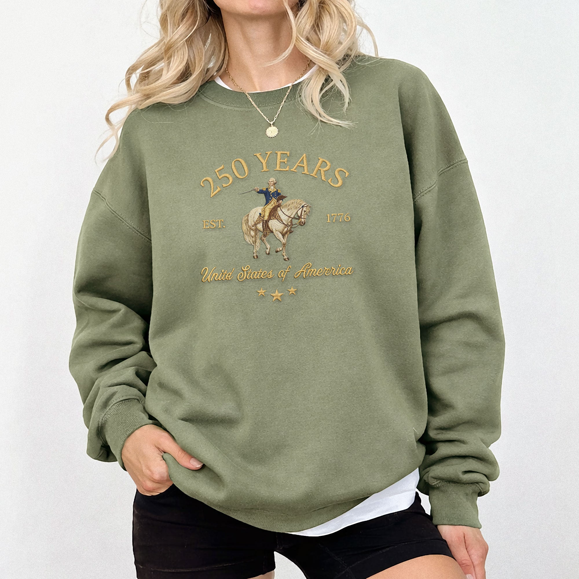 Vintage USA 250th Anniversary 250 Years Embroidered Sweatshirt 1776-2026 Patriotic