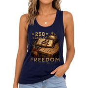 250 Years of Freedom Tank Top Women 1776-2026 Vintage Faith Patriotic US Shirt