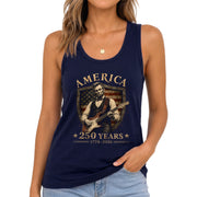 Tank Top Women Abraham Lincoln Guitar Shield 1776-2026 America 250 Years Patriotic Summer Top