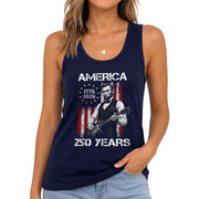Tank Top Women America 250 Years 1776-2026 Abraham Lincoln Guitar Patriotic Sleeveless