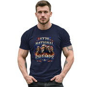 Classic 1776 National Champs Patriotic Graphic T Shirt Vintage Style Cotton Tee Top