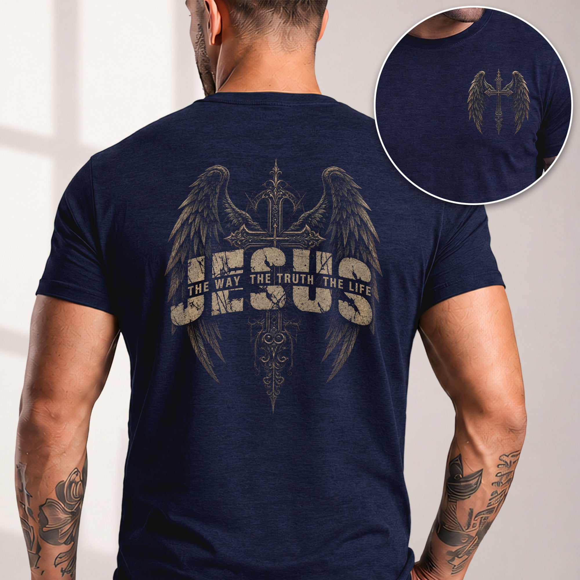 Jesus The Way The Truth The Life Christian T-Shirt Cross Wings Religious Faith Tee - Rust Field Wear